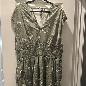 Old Navy Olive Floral Maxi Dress